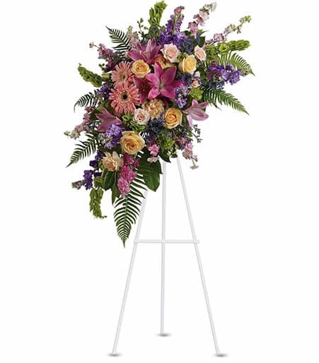 Tall standing floral spray for memorial service